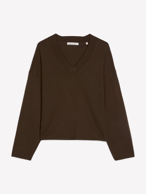 Loose-fitting V-neck sweater — Burnt Coffee