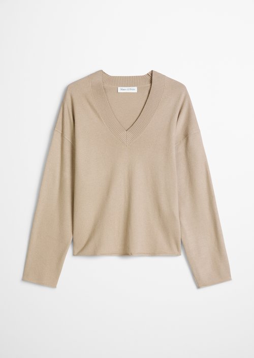 Loose-fitting V-neck sweater — Earthy Taupe