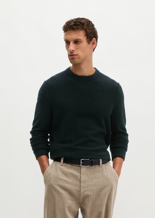 Regular-Fit Bouclé Sweater — Black
