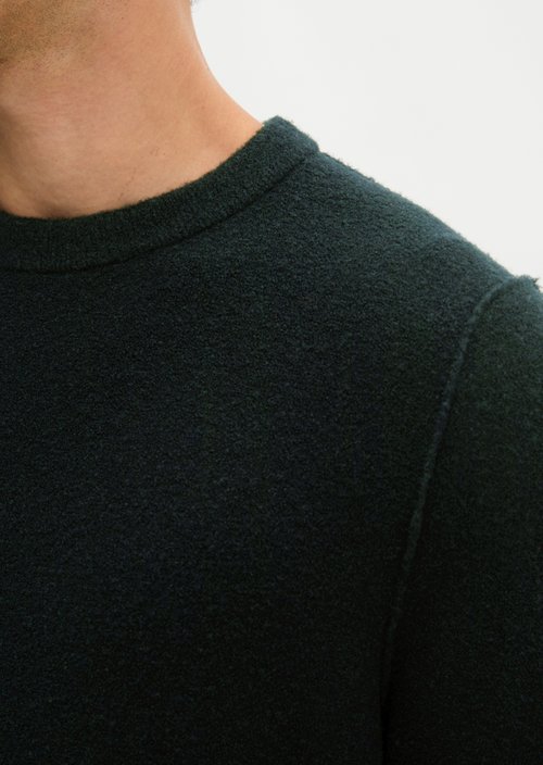 Regular-Fit Bouclé Sweater — Black