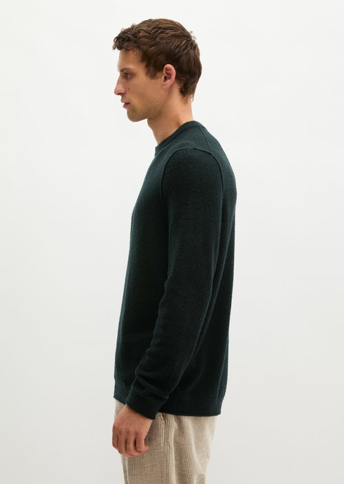 Regular-Fit Bouclé Sweater — Black