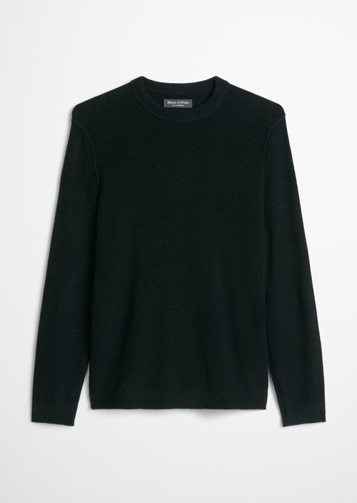 Regular-Fit Bouclé Sweater — Black