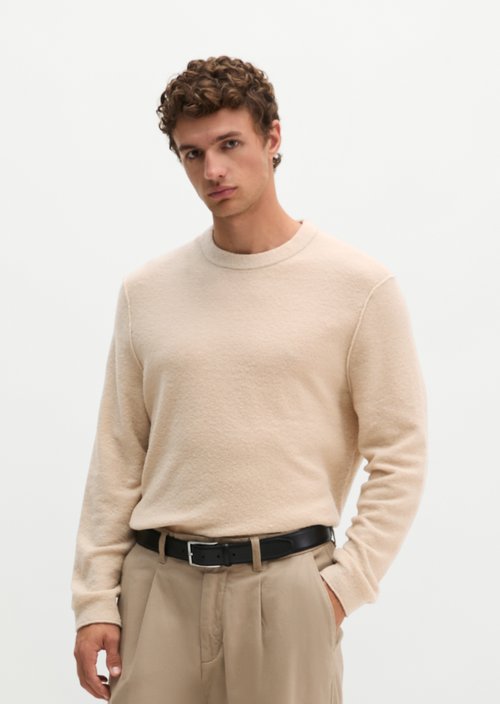 Regular-Fit Bouclé Sweater — Linen Beige