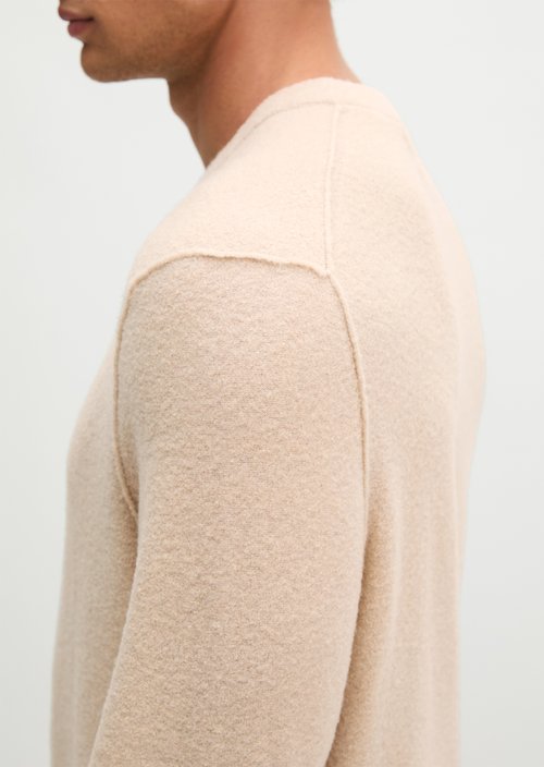 Regular-Fit Bouclé Sweater — Linen Beige