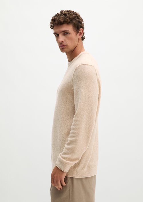 Regular-Fit Bouclé Sweater — Linen Beige