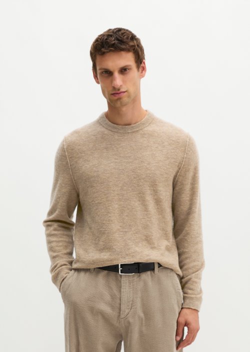 Regular-Fit Bouclé Sweater — Dark Beige Melange