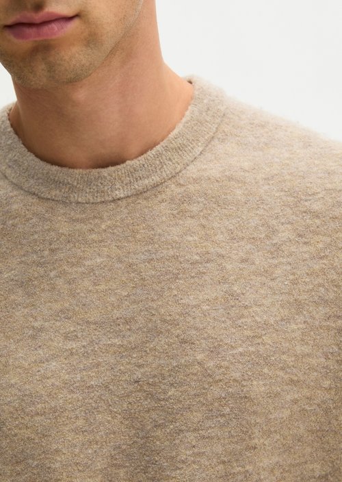 Regular-Fit Bouclé Sweater — Dark Beige Melange