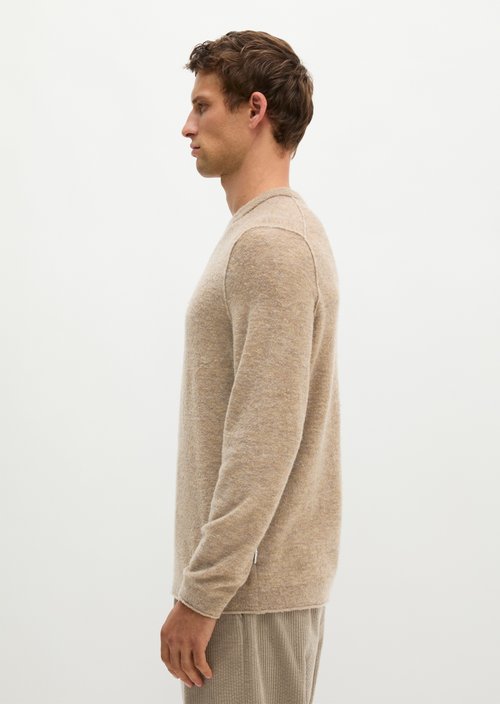 Regular-Fit Bouclé Sweater — Dark Beige Melange
