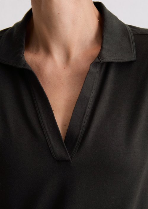 Regular polo-style jersey blouse — Black