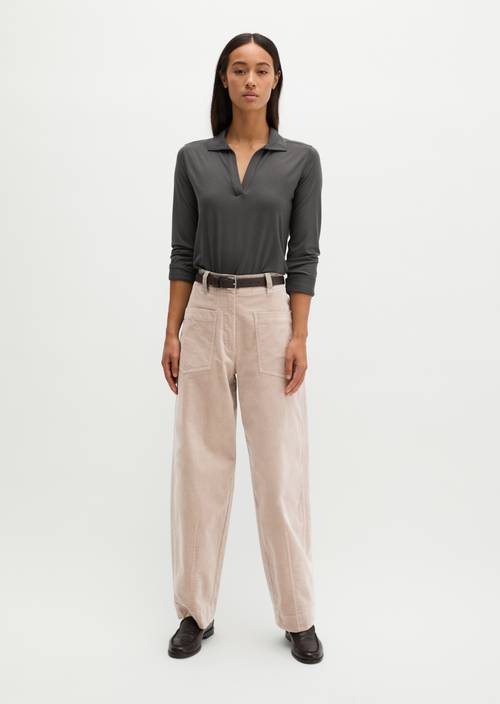Jerseybluse im Polo-Stil regular Broken Graphite in Frontalansicht