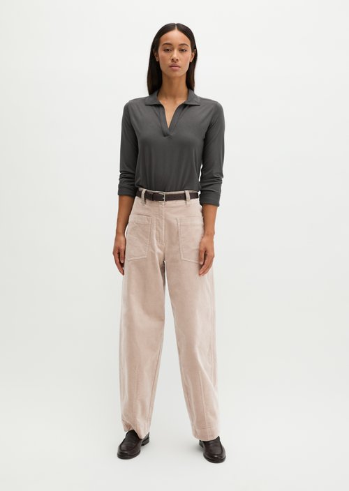 Regular polo-style jersey blouse — Broken Graphite