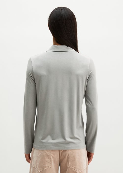 Regular polo-style jersey blouse — Foggy Blue