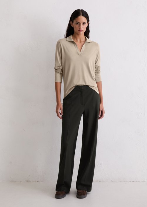 Regular polo-style jersey blouse — Chalky Mauve