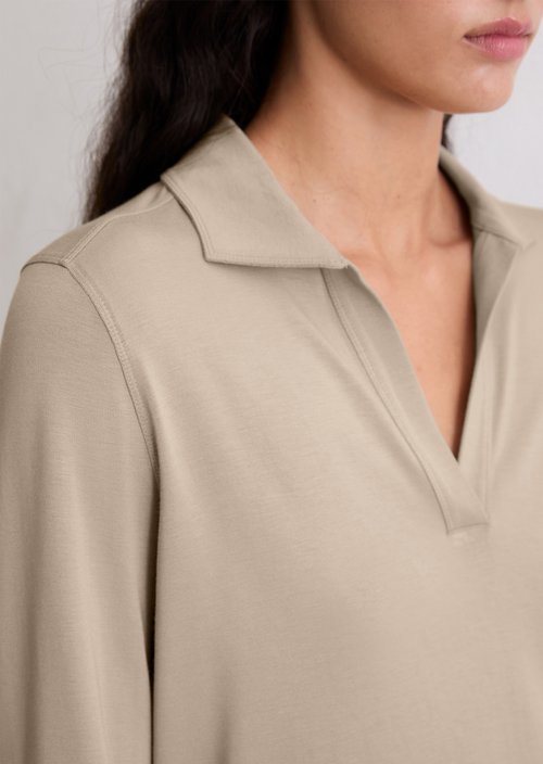Regular polo-style jersey blouse — Chalky Mauve