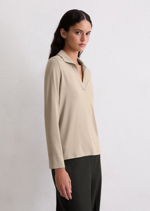 Regular polo-style jersey blouse — Chalky Mauve