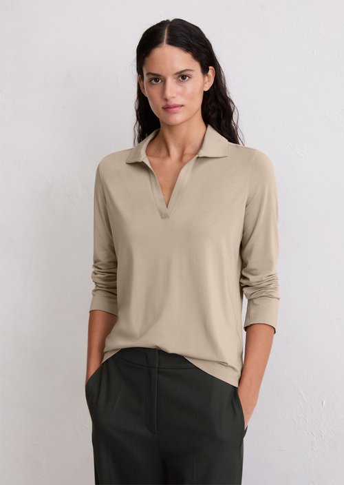 Regular polo-style jersey blouse — Chalky Mauve