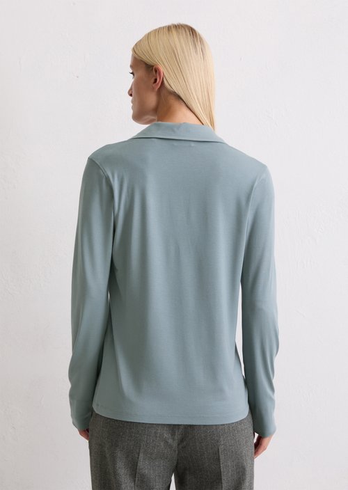 Regular polo-style jersey blouse — Slate Blue