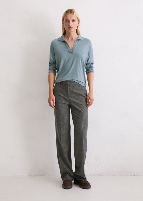 Regular polo-style jersey blouse — Slate Blue