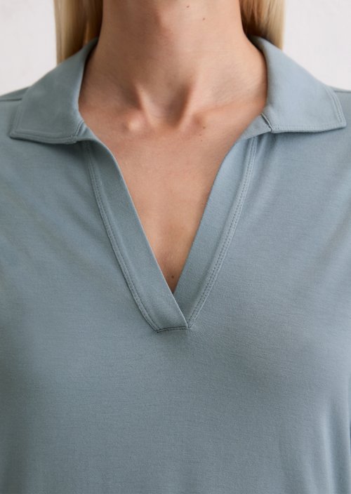 Regular polo-style jersey blouse — Slate Blue
