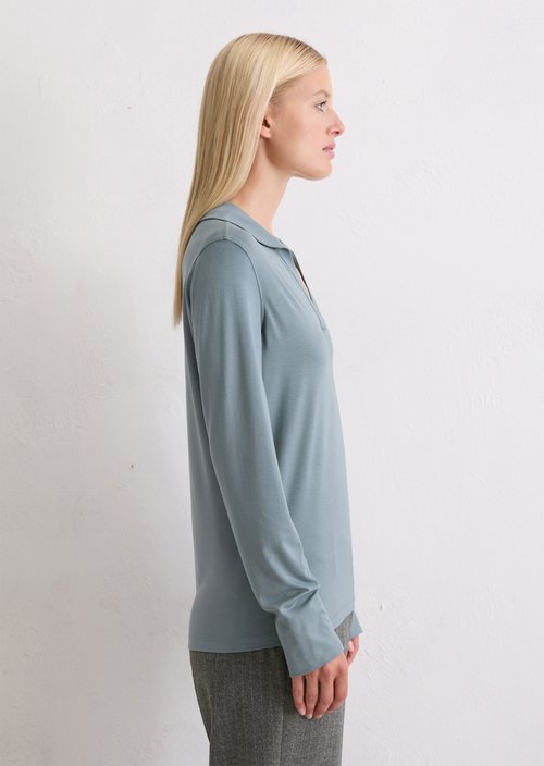Regular polo-style jersey blouse — Slate Blue