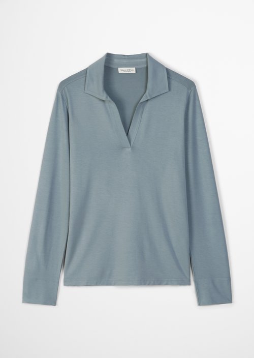 Regular polo-style jersey blouse — Slate Blue