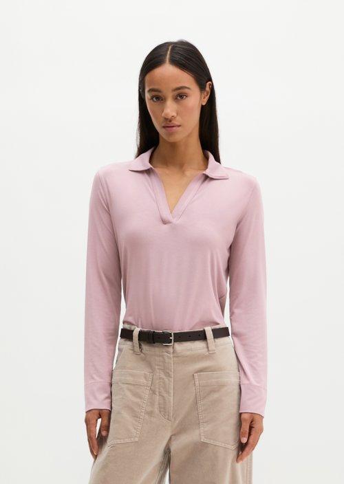 Regular polo-style jersey blouse — Gentle Mauve