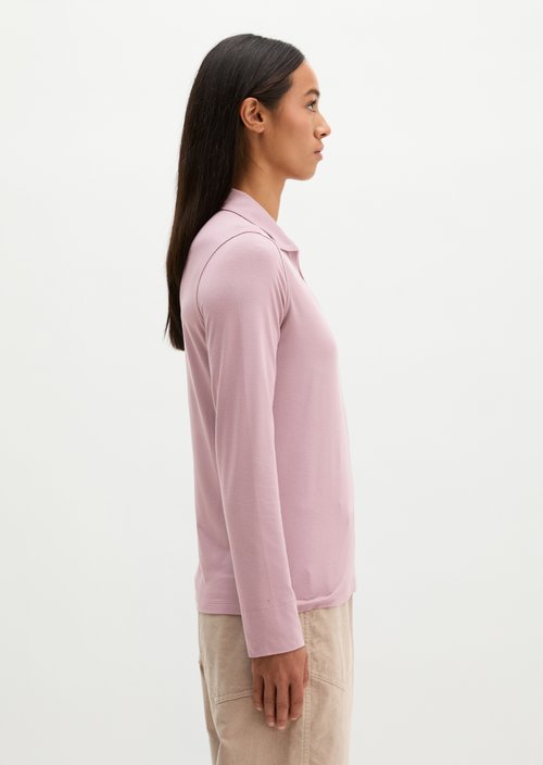 Regular polo-style jersey blouse — Gentle Mauve