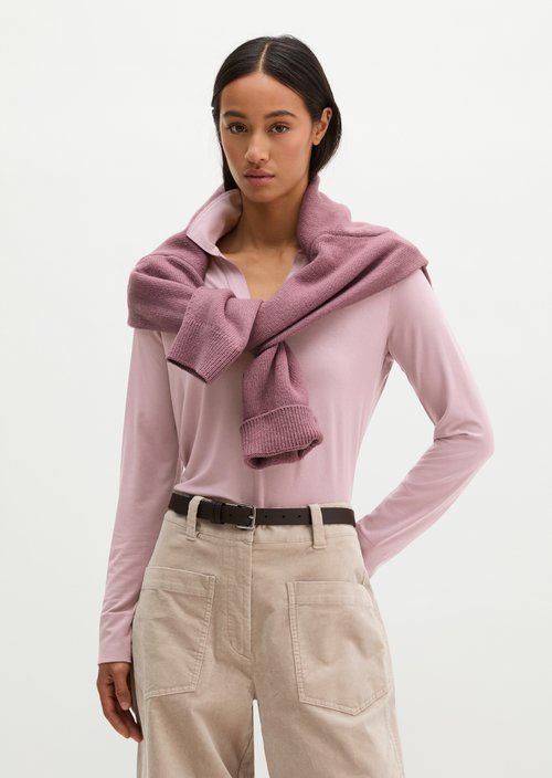 Regular polo-style jersey blouse — Gentle Mauve