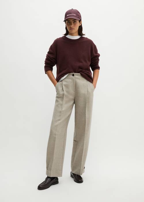 Bundfaltenhose regular Pure Taupe Melange in Frontalansicht