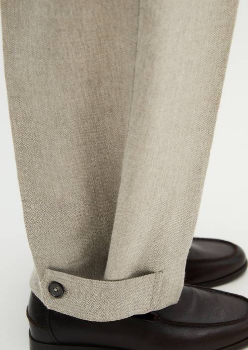 Bundfaltenhose regular Pure Taupe Melange in Detailansicht