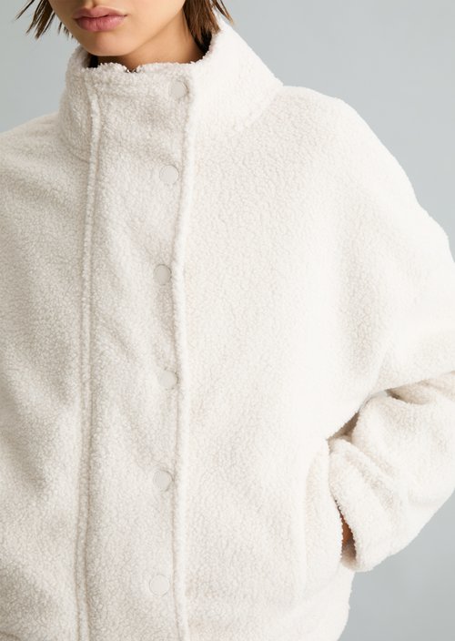 Casual Teddy Jacket — White Blush