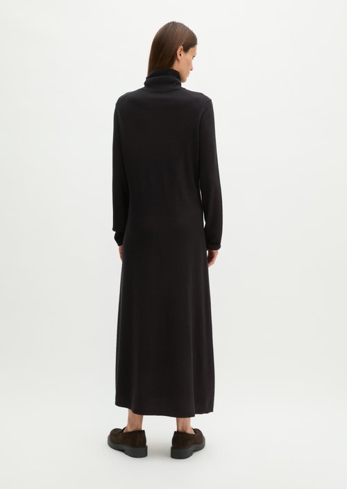 Slim-Fit Turtleneck Knit Dress — Black
