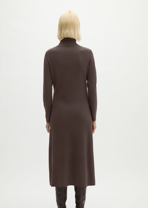 Slim-Fit Turtleneck Knit Dress — Burnt Coffee