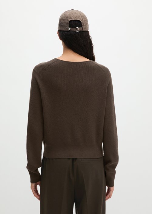 Slim-fit cropped cardigan — Burnt Coffee
