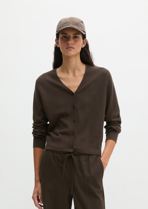 Slim-fit cropped cardigan — Burnt Coffee