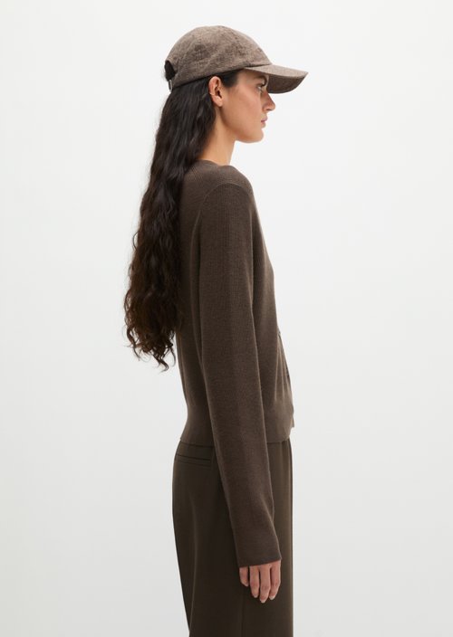Slim-fit cropped cardigan — Burnt Coffee