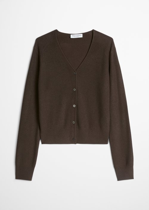 Slim-fit cropped cardigan — Burnt Coffee