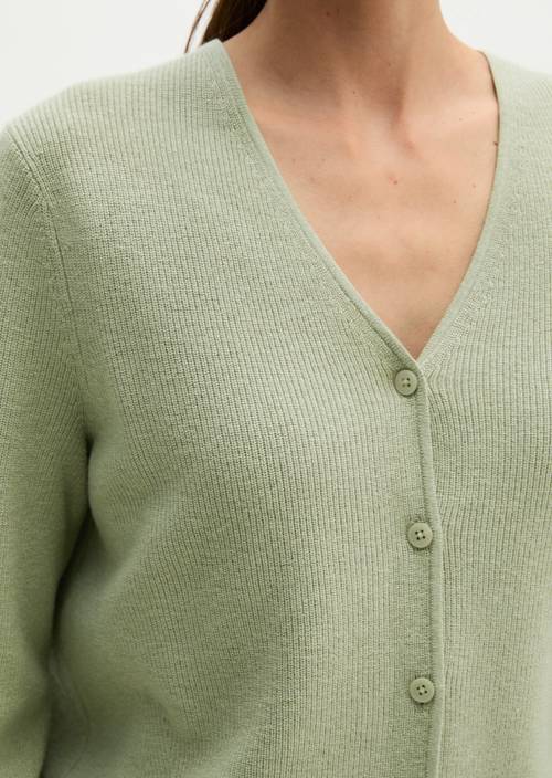 Slim-fit cropped cardigan Smooth Sage in detail view