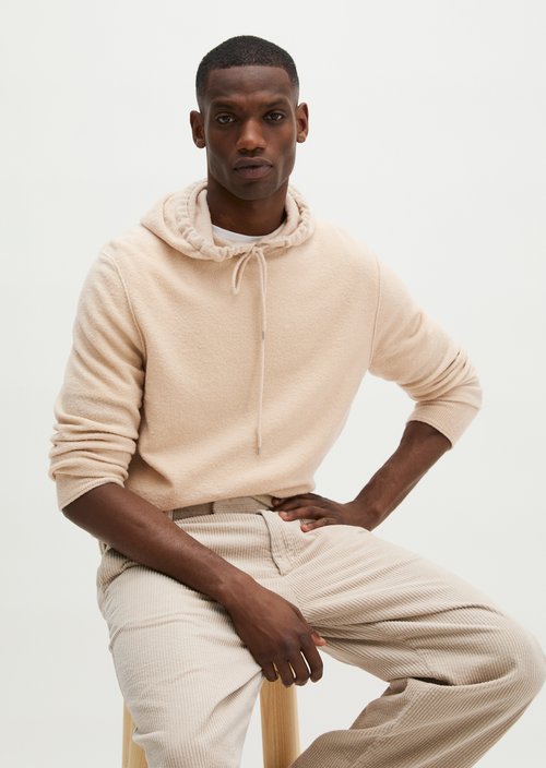 Regular-Fit Hooded Sweatshirt — Linen Beige