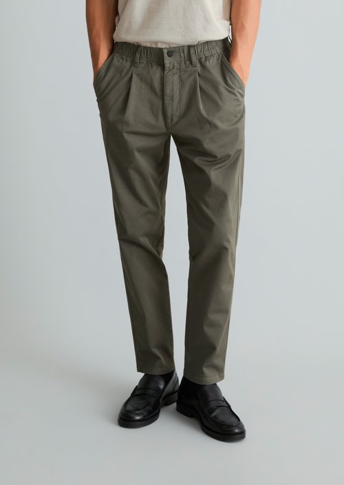 Pants, "Anders" Pleated Cropped Style — Green Jasper