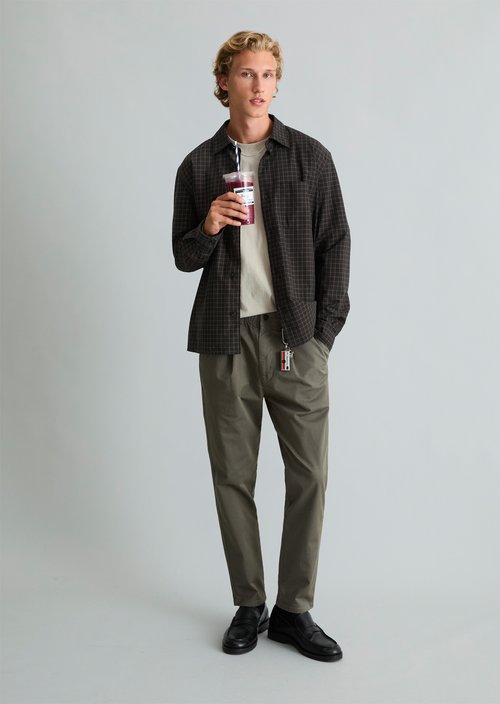 Pants, "Anders" Pleated Cropped Style — Green Jasper