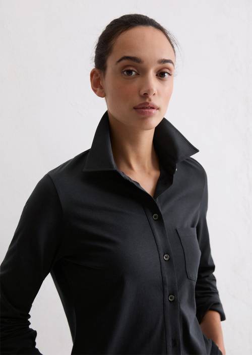 Blusa regular de punto Deep Night Blue en vista frontal