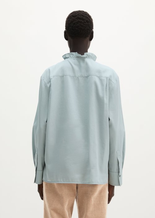 Relaxed-Fit Ruffle Blouse — Glacial Blue