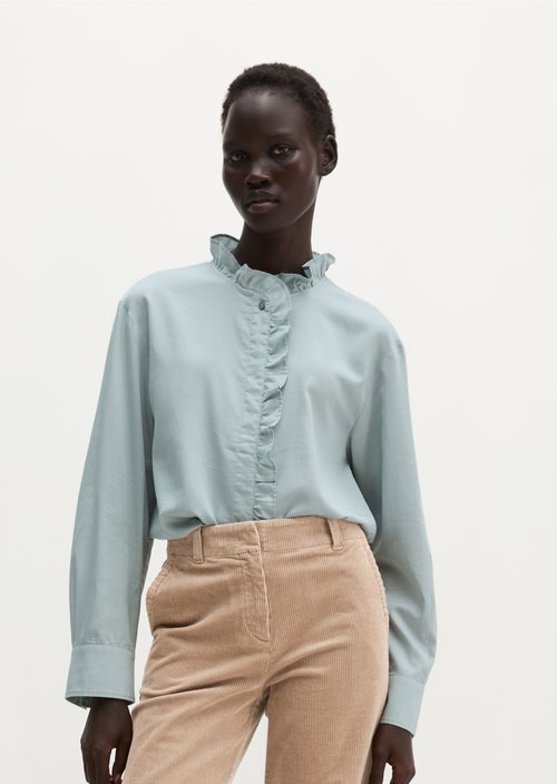 Relaxed-Fit Ruffle Blouse — Glacial Blue