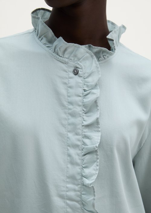 Relaxed-Fit Ruffle Blouse — Glacial Blue