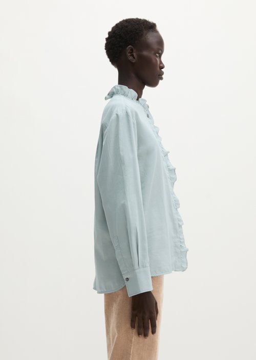 Relaxed-Fit Ruffle Blouse — Glacial Blue