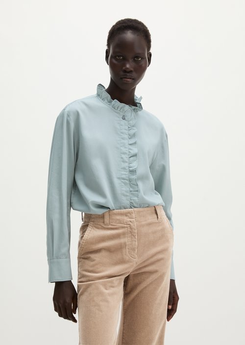Relaxed-Fit Ruffle Blouse — Glacial Blue
