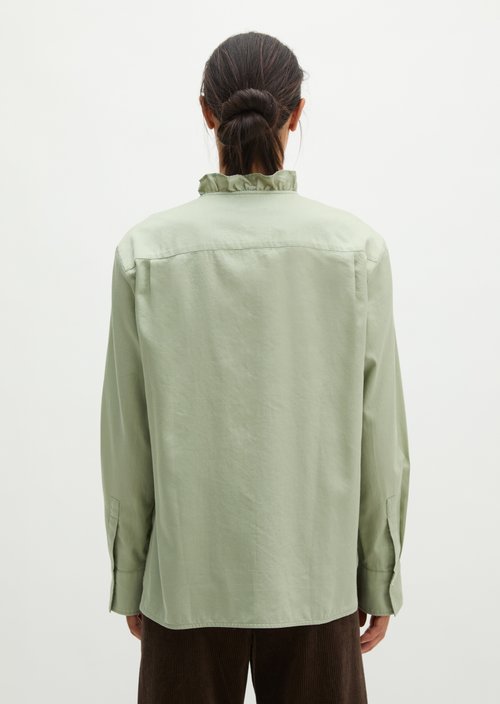 Relaxed-Fit Ruffle Blouse — Smooth Sage