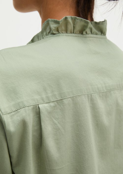 Relaxed-Fit Ruffle Blouse — Smooth Sage