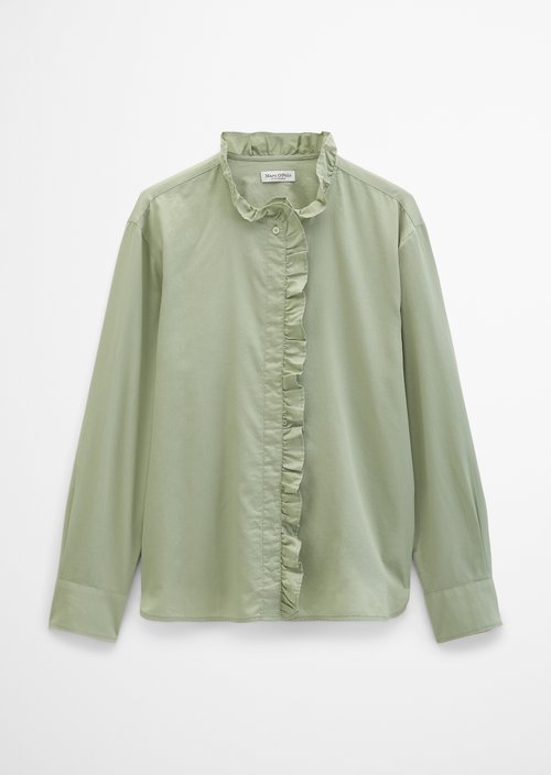 Relaxed-Fit Ruffle Blouse — Smooth Sage